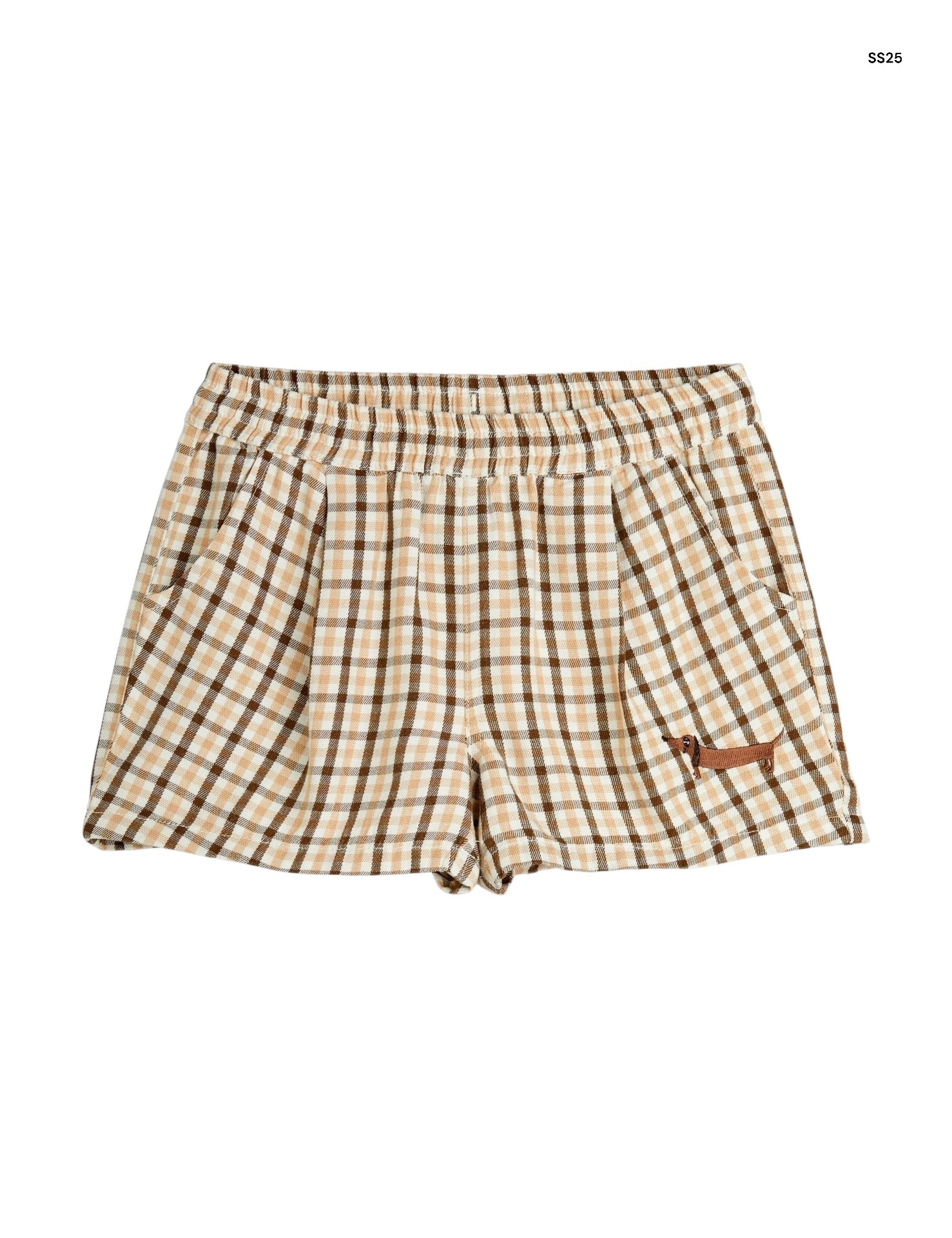 Short check marrone e beige per bambini