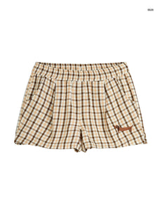 Short check marrone e beige per bambini