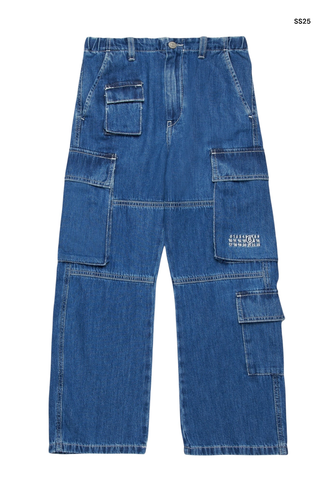 Jeans cargo in denim blu per bambini