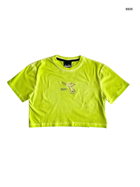 T-shirt lime con logo per bambina