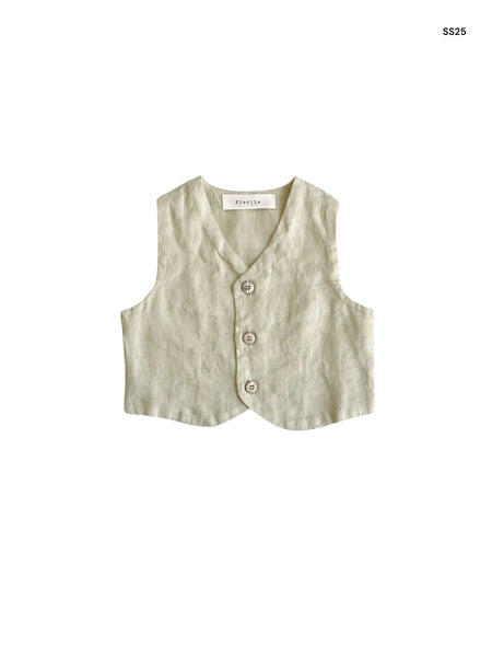 Gilet in lino verde chiaro per neonato
