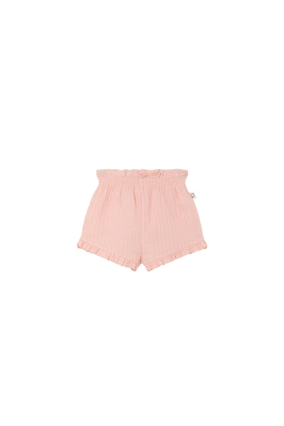 Short rosa con righe lurex per neonata