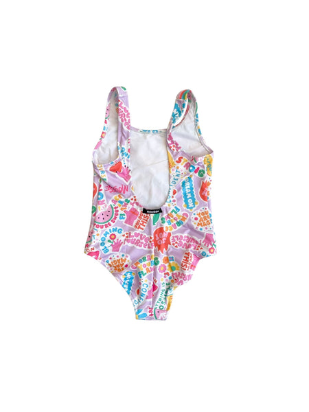 Costume intero con stampa all over multicolor per neonata e bambina