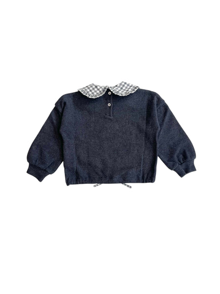 Maglia antracite con colletto per neonata e bambina