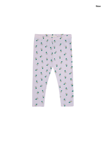 Leggings lilla con stampa all over per neonata