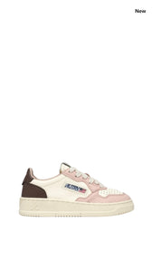 Sneakers bassa bianca, rosa e cacao per bambina