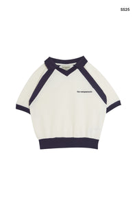 Polo panna con dettagli blu per bambini