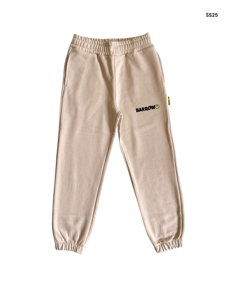 Pantalone in felpa sabbia con logo per bambini