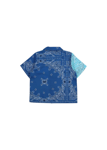 Camicia con stampa bandana cobalto e azzurra per bambino
