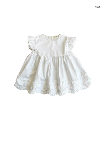 Abito bianco con ruches per neonata