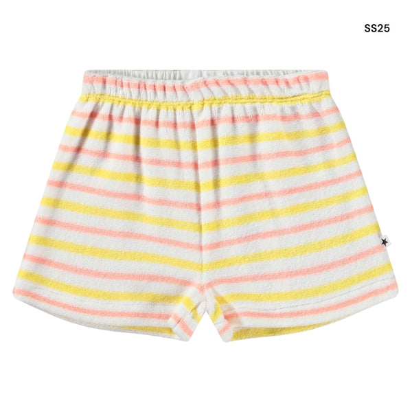 Short in spugna a righe multicolor per neonata
