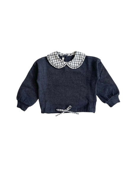 Maglia antracite con colletto per neonata e bambina