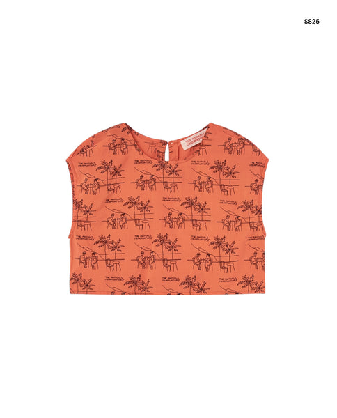 Top arancio con stampa per bambina