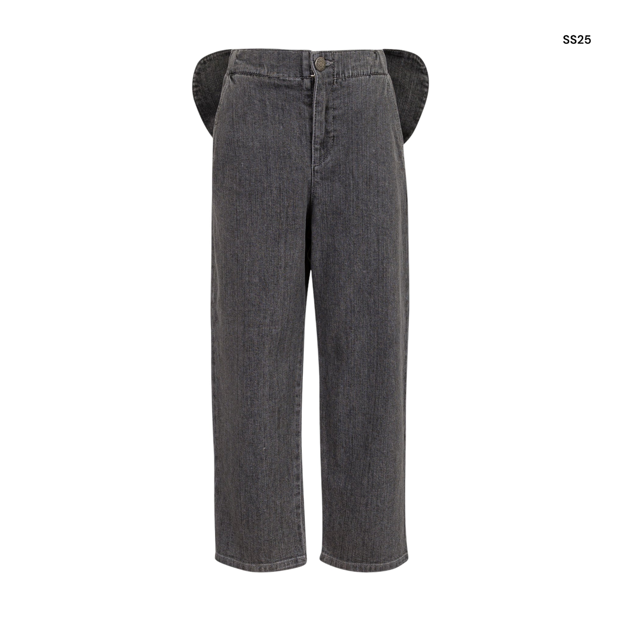 Jeans in denim grigio con fiocco per bambina