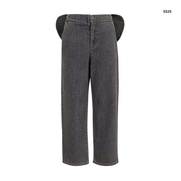Jeans in denim grigio con fiocco per bambina