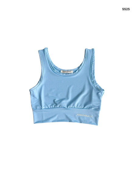 Top azzurro polvere con logo per bambina