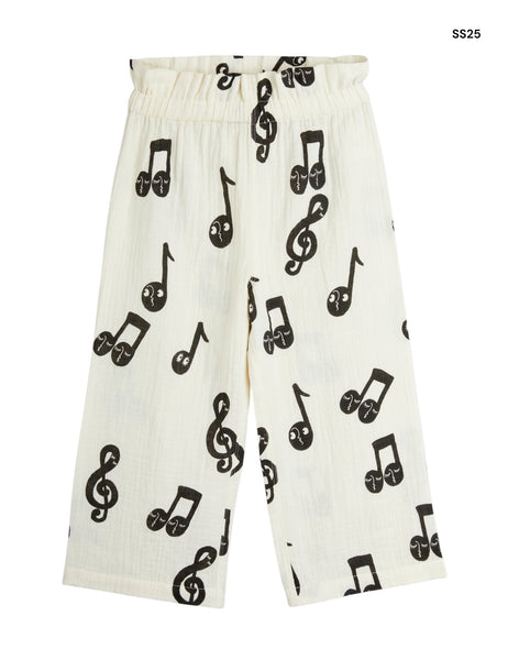 Pantalone panna con note musicali per bambina