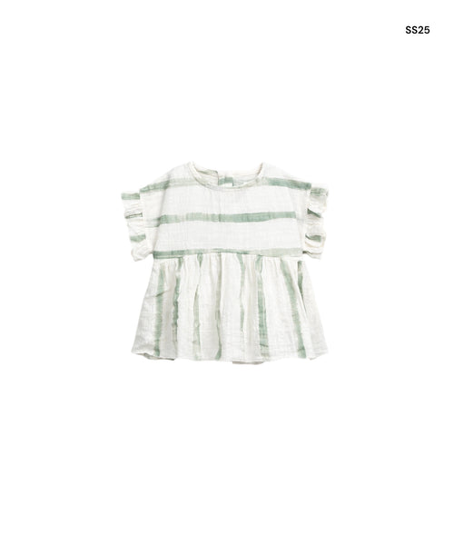 Blusa bianca a righe verdi per neonata