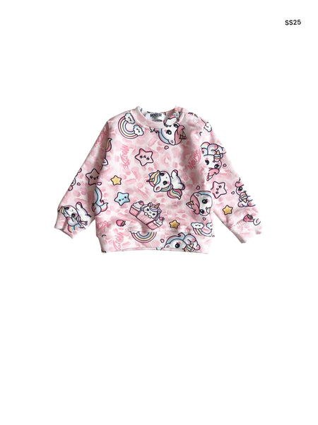 Felpa rosa con stampa all over per neonata