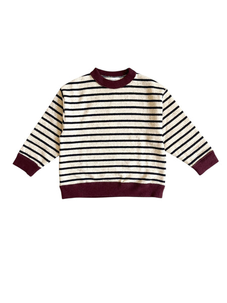 Maglia a righe panna e carbone per neonato e bambino