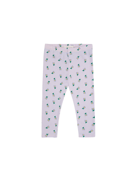 Leggings lilla con stampa all over per neonata