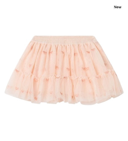 Gonna in tulle rosa con ricami per neonata