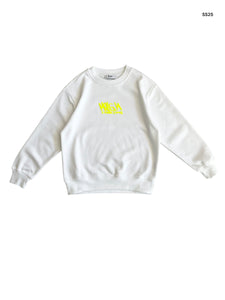 Felpa bianca con logo fluo per bambini