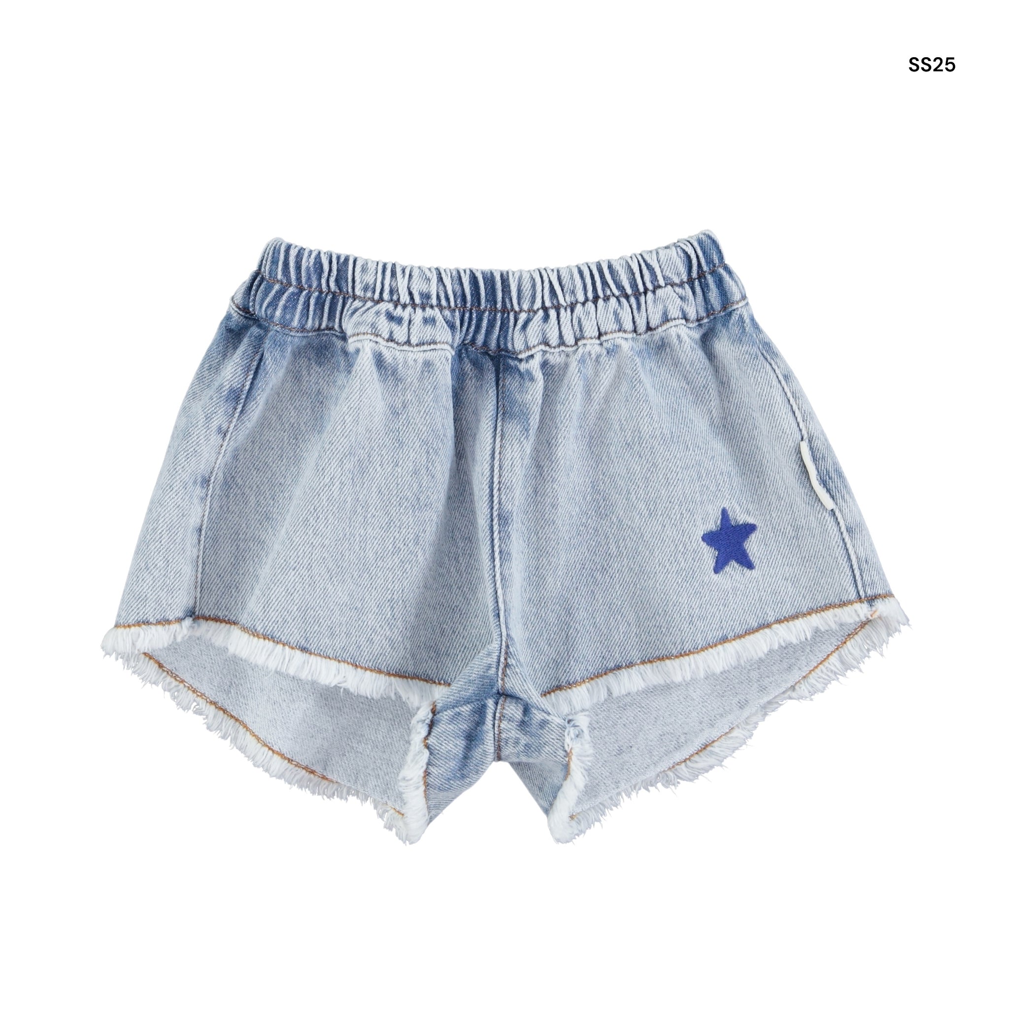 Short in denim chiaro per bambina