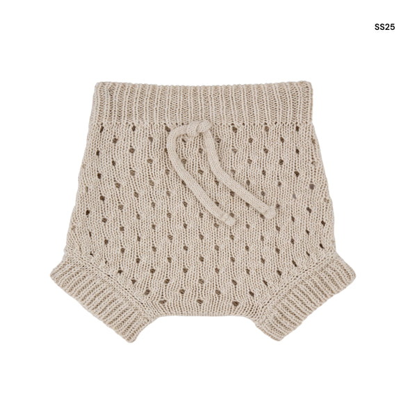 Culotte beige lavorata a maglia per neonata