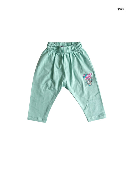 Leggings menta con stampa per neonata