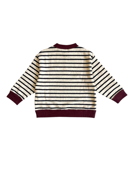 Maglia a righe panna e carbone per neonato e bambino