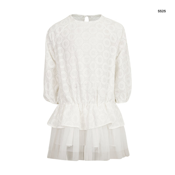 Abito bianco con tulle per bambina