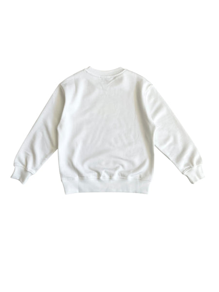 Felpa bianca con logo fluo per bambini