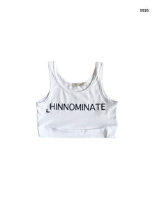 Top bianco con logo nero glitterato per bambina