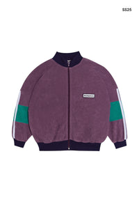 Felpa aperta in spugna color block viola per bambini