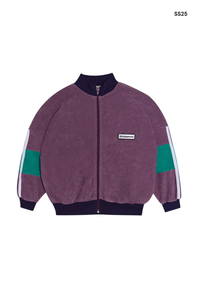 Felpa aperta in spugna color block viola per bambini