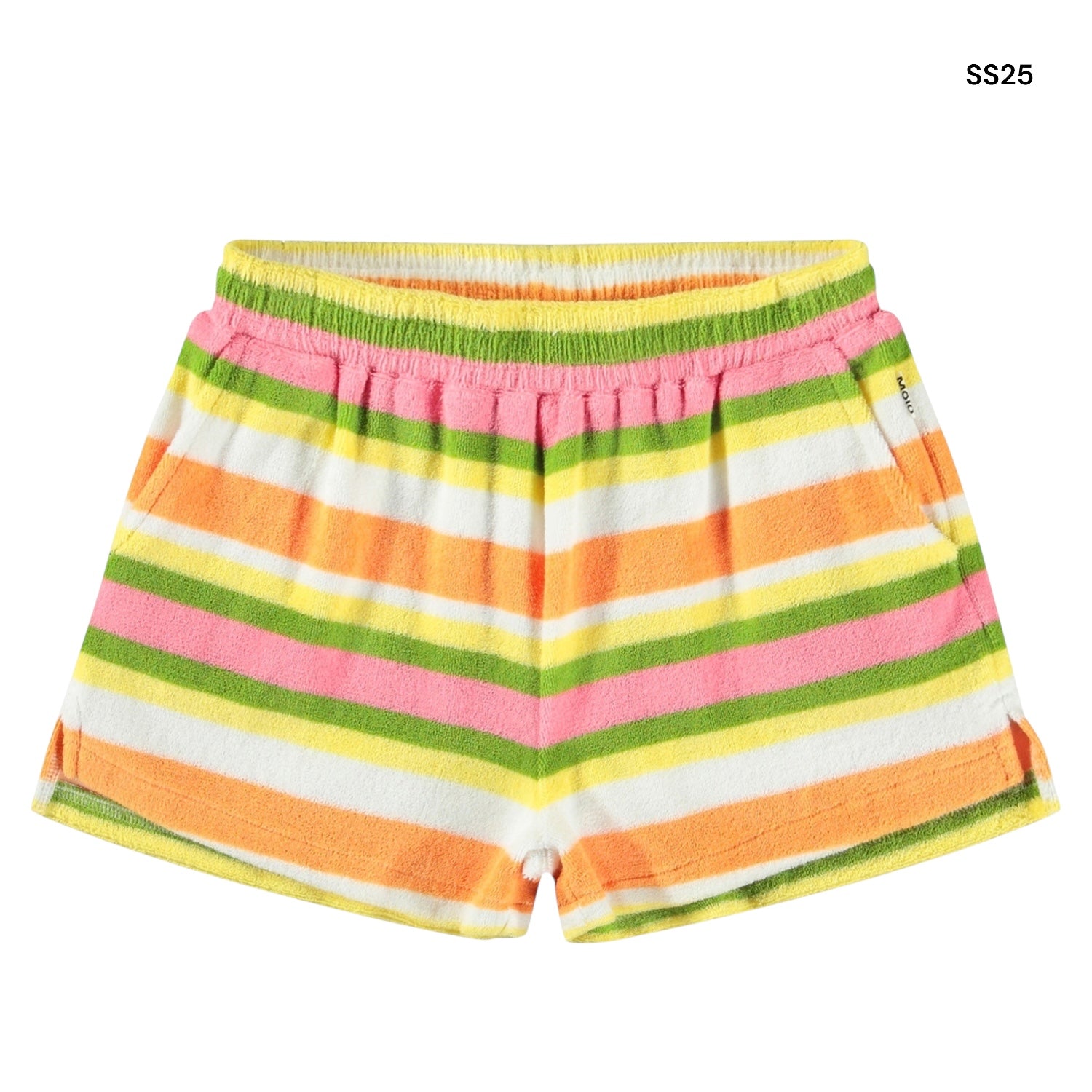 Short in spugna a righe multicolor per neonata bambina
