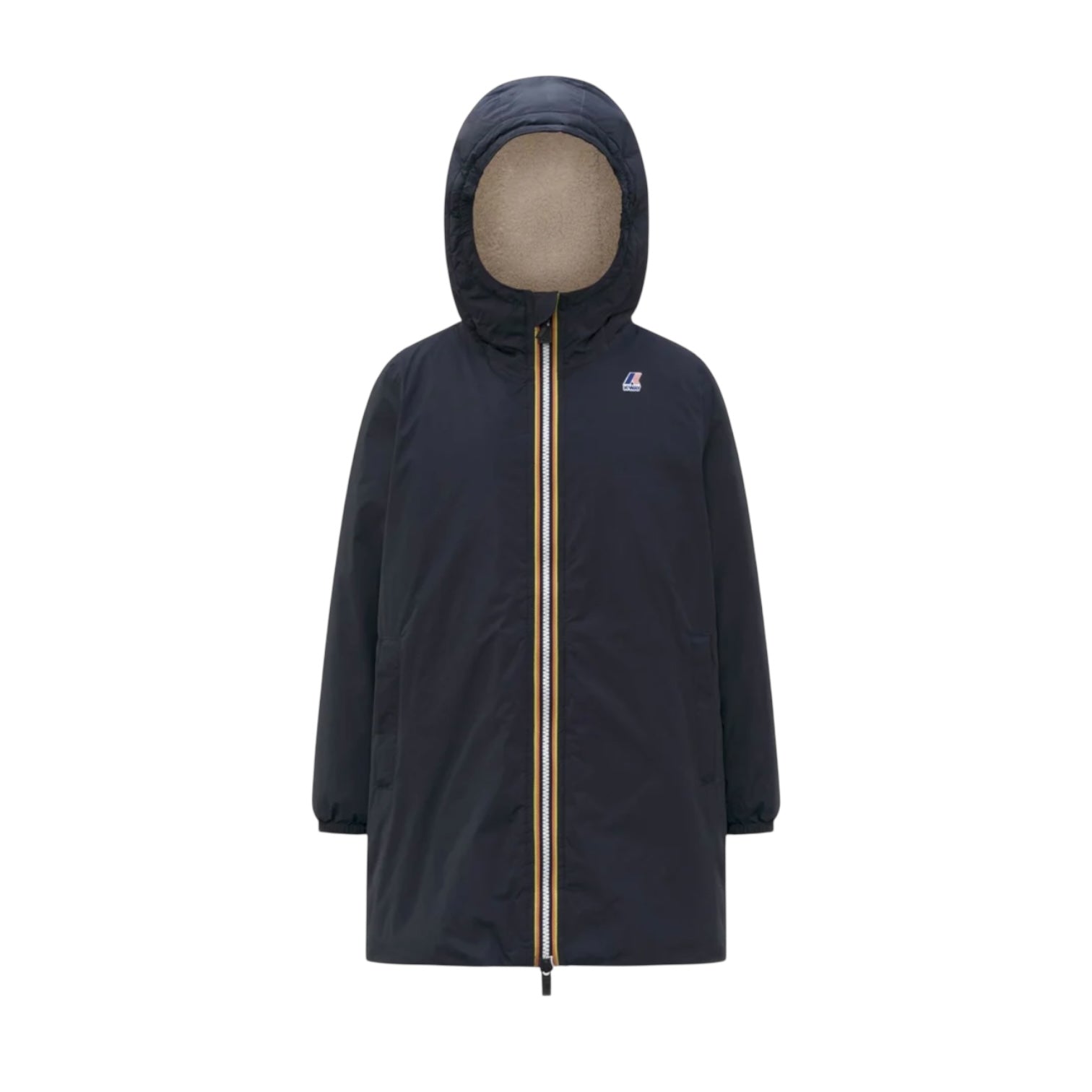 Giubbino lungo con cappuccio nero per bambini