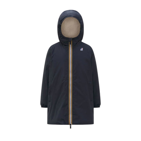 Giubbino lungo con cappuccio nero per bambini