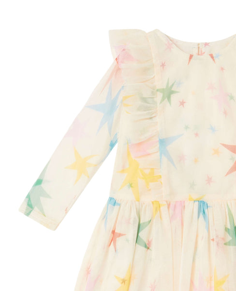 Abito in tulle con stelle multicolor per neonata