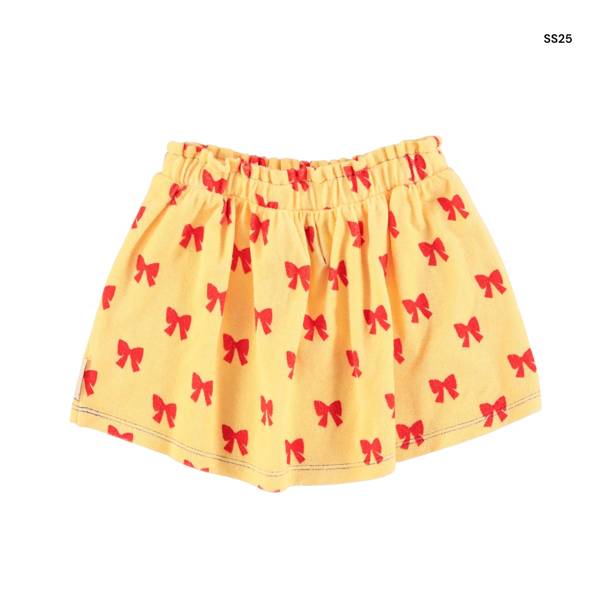 Gonna in spugna gialla con fiocchi rossi per bambina