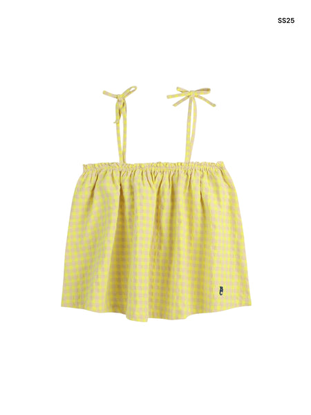 Top vichy giallo e beige per neonata e bambina