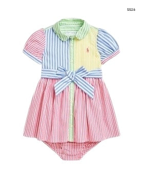 Abito chemisier a righe multicolor per neonata