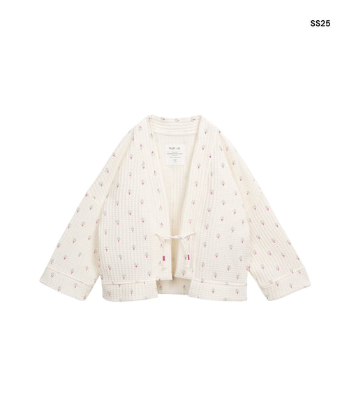 Cardigan panna con stampa all over per bambina