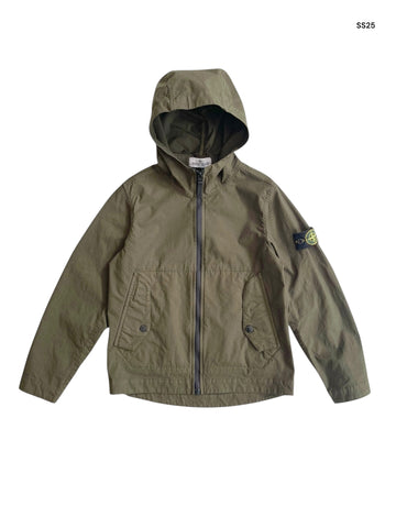 Giubbino verde militare con cappuccio per bambino