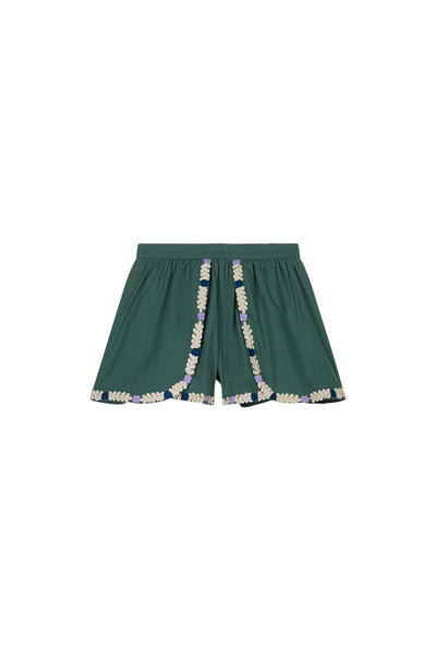 Short verde con ricami per neonata e bambina
