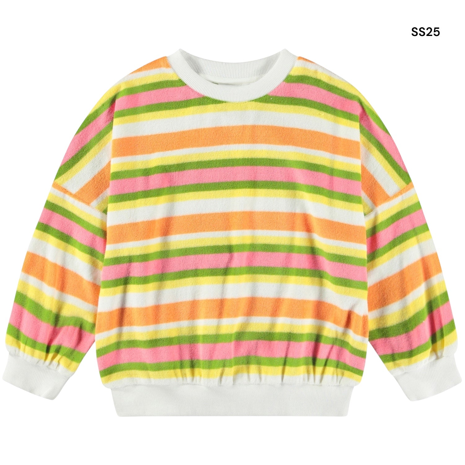 Felpa in spugna a righe multicolor per neonata e bambina