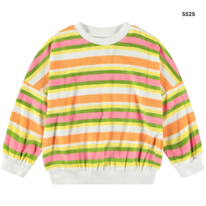 Felpa in spugna a righe multicolor per neonata e bambina