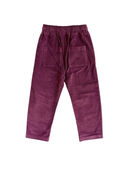 Pantalone bordeaux in velluto per neonato e bambino