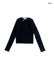 Maglia nera a costine per bambina